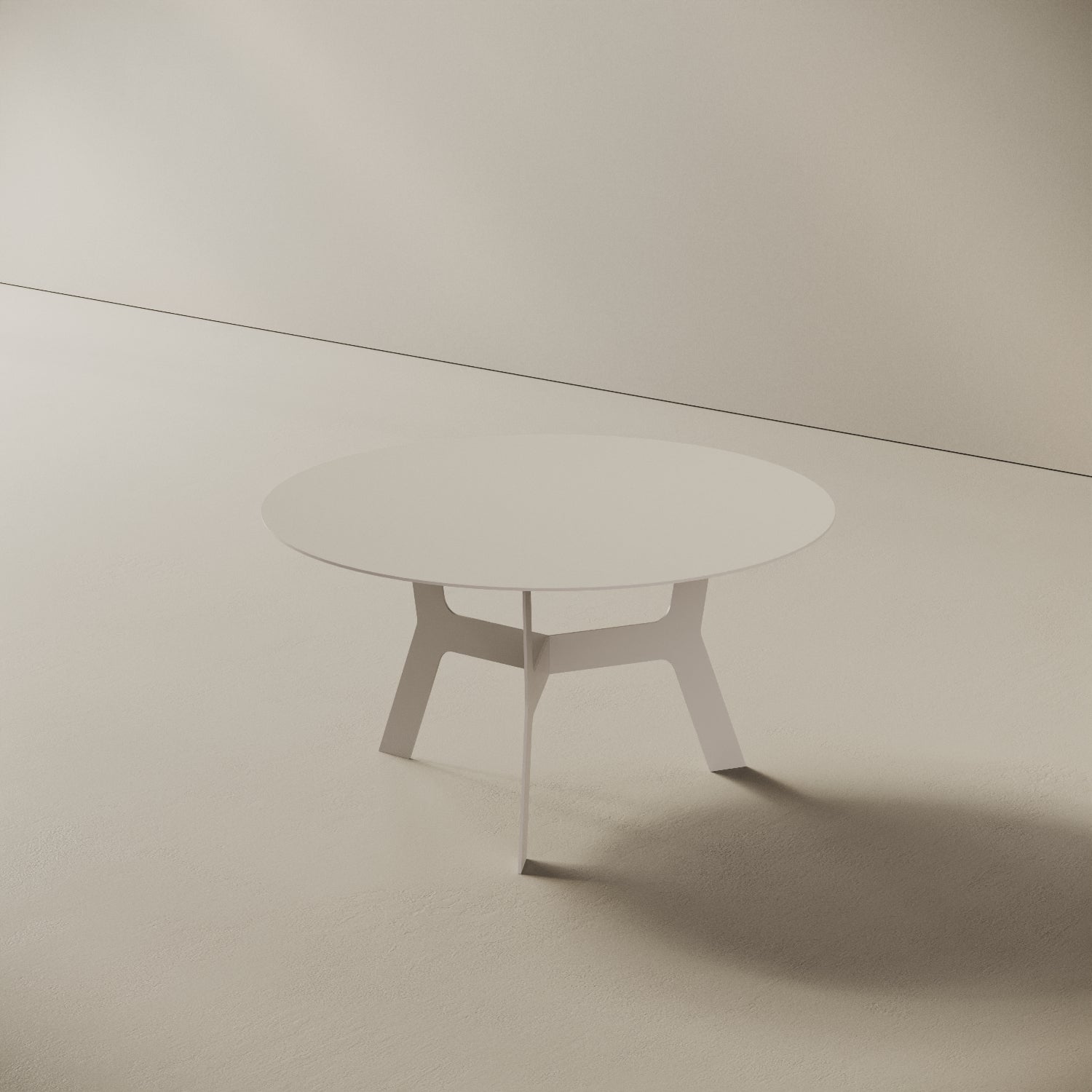 Tavolino da caffè Barcellona bianco basso, vista laterale – ferro verniciato Ø60 cm H30,3 cm