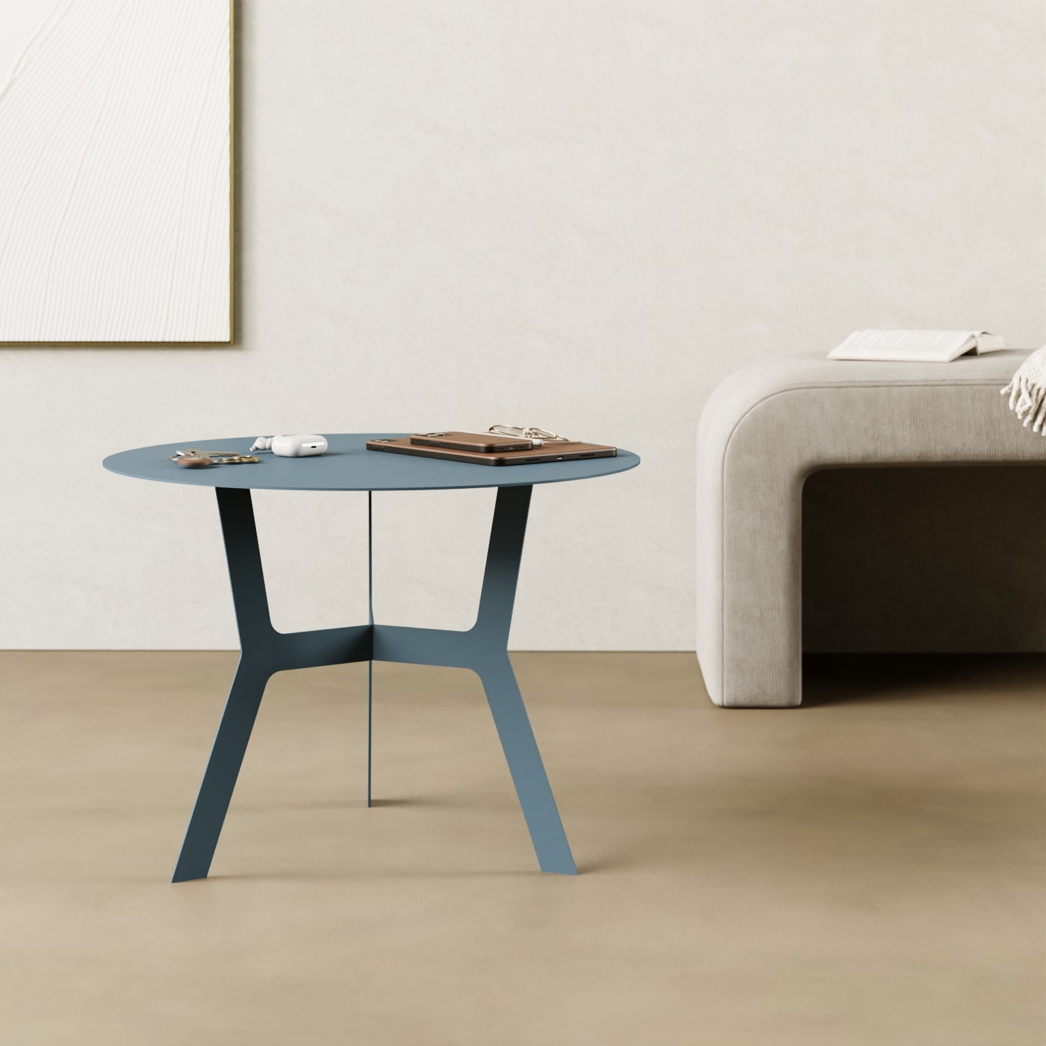 Tavolino da caffè Barcellona blu alto in soggiorno moderno, living contemporaneo