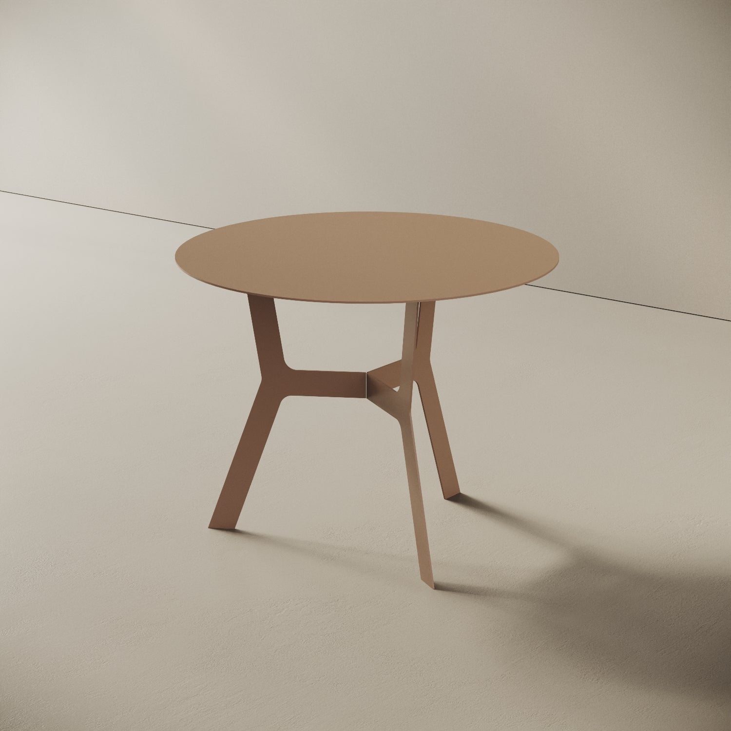 Tavolino da caffè Barcellona cappuccino alto, vista laterale – ferro verniciato Ø60 cm H44 cm