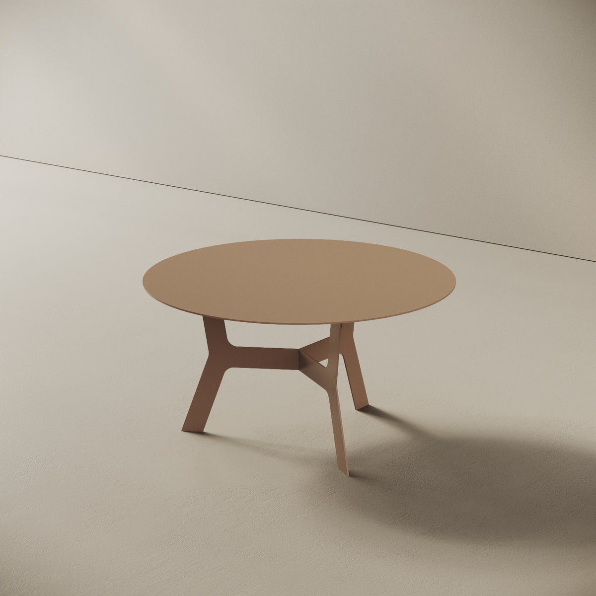 Tavolino da caffè Barcellona cappuccino basso, vista laterale – ferro verniciato Ø60 cm H30,3 cm