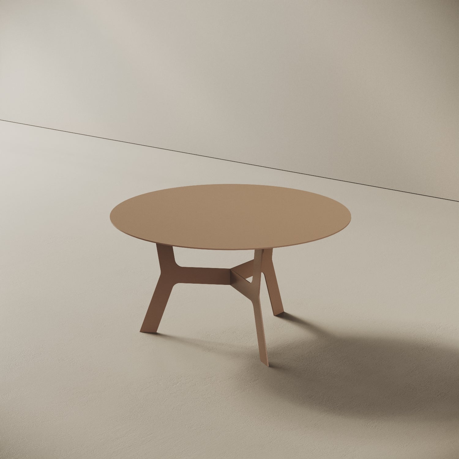 Tavolino da caffè Barcellona cappuccino basso, vista laterale – ferro verniciato Ø60 cm H30,3 cm
