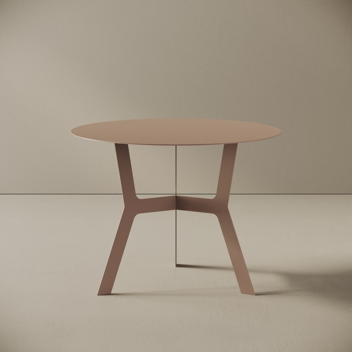 Tavolino da caffè Barcellona cipria alto, vista frontale – ferro verniciato Ø60 cm H44 cm