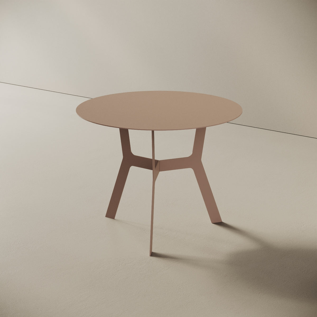 Tavolino da caffè Barcellona cipria alto, vista laterale – ferro verniciato Ø60 cm H44 cm