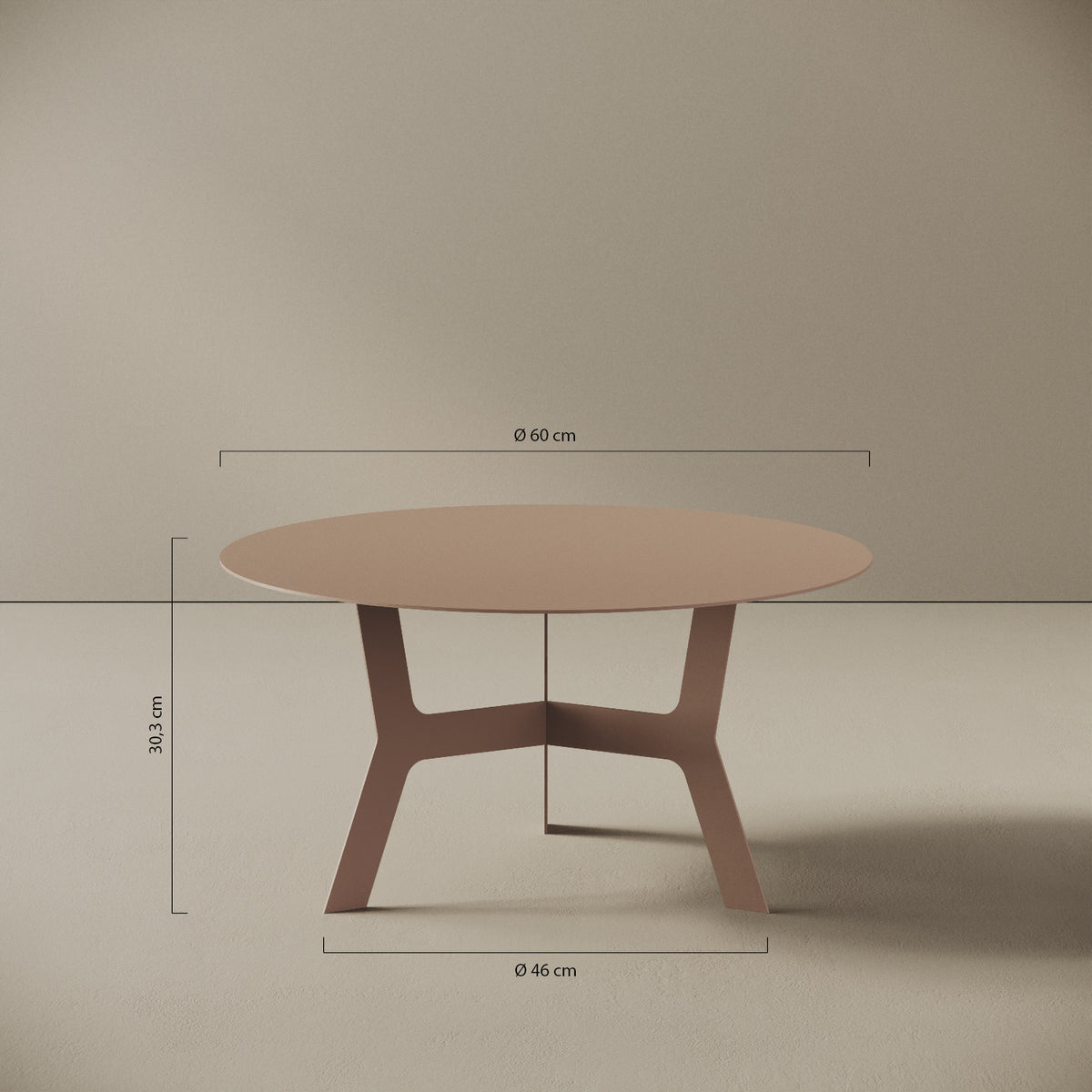 Tavolino da caffè Barcellona basso – misure Ø60 cm H30,3 cm, ferro verniciato