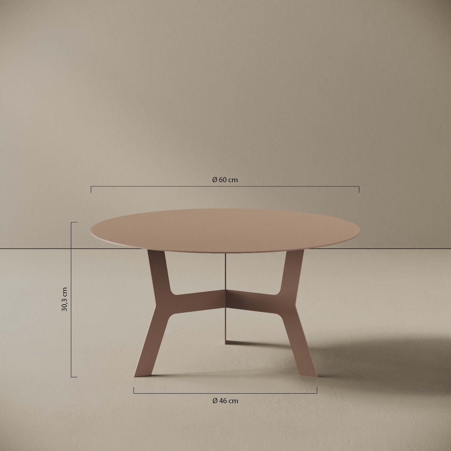 Tavolino da caffè Barcellona basso – misure Ø60 cm H30,3 cm, ferro verniciato