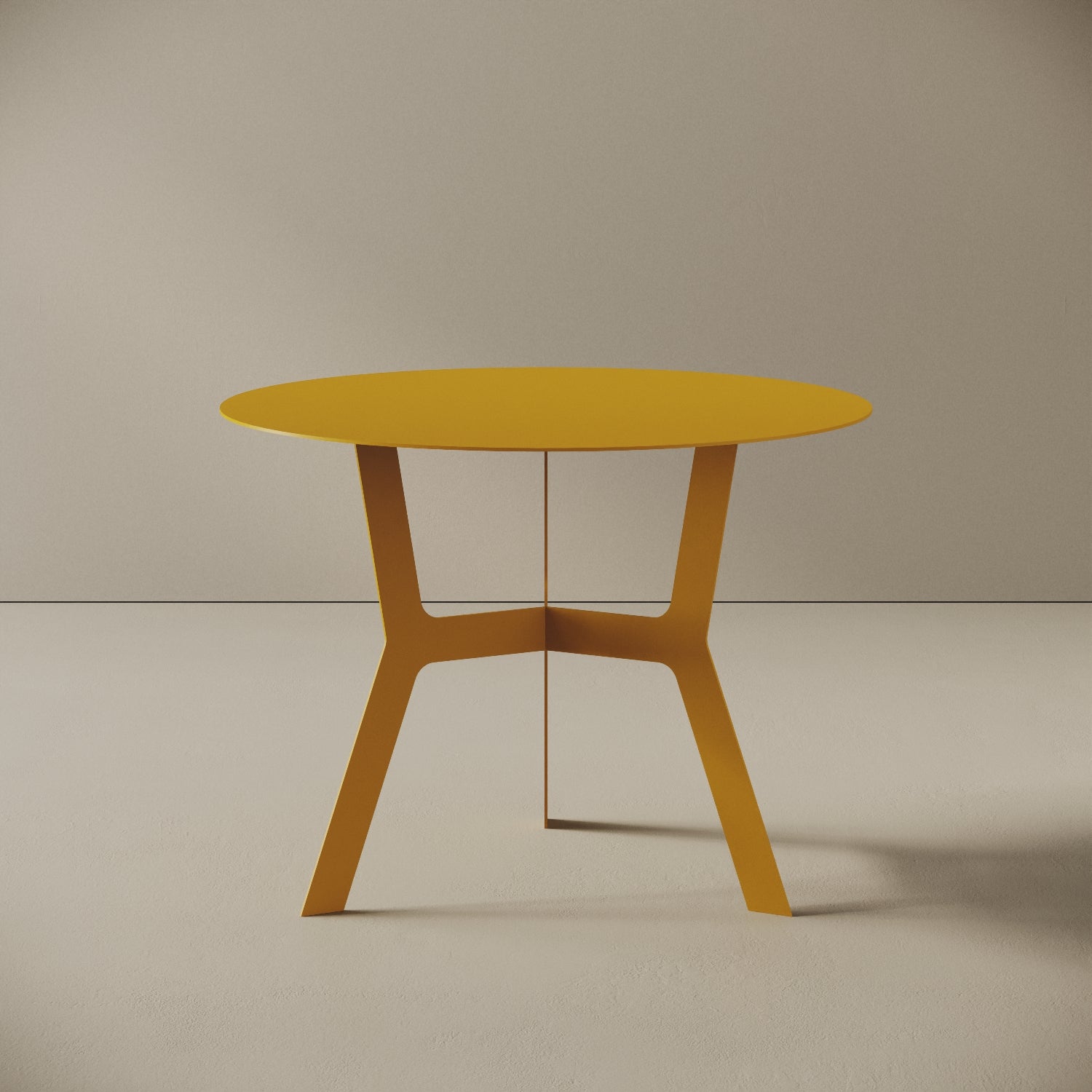 Tavolino da caffè Barcellona giallo alto, vista frontale – ferro verniciato Ø60 cm H44 cm