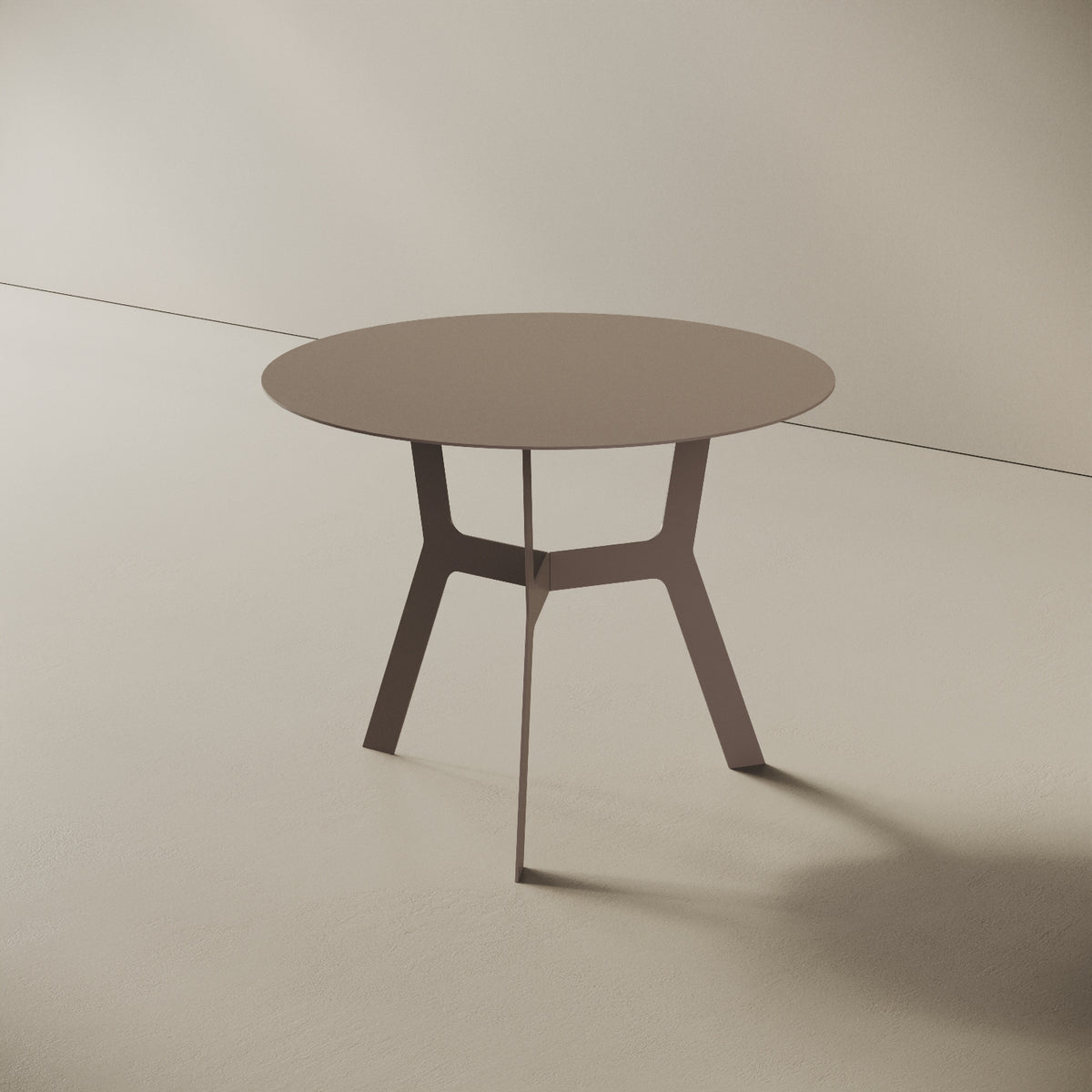 Tavolino da caffè Barcellona grigio alto, vista laterale – ferro verniciato Ø60 cm H44 cm