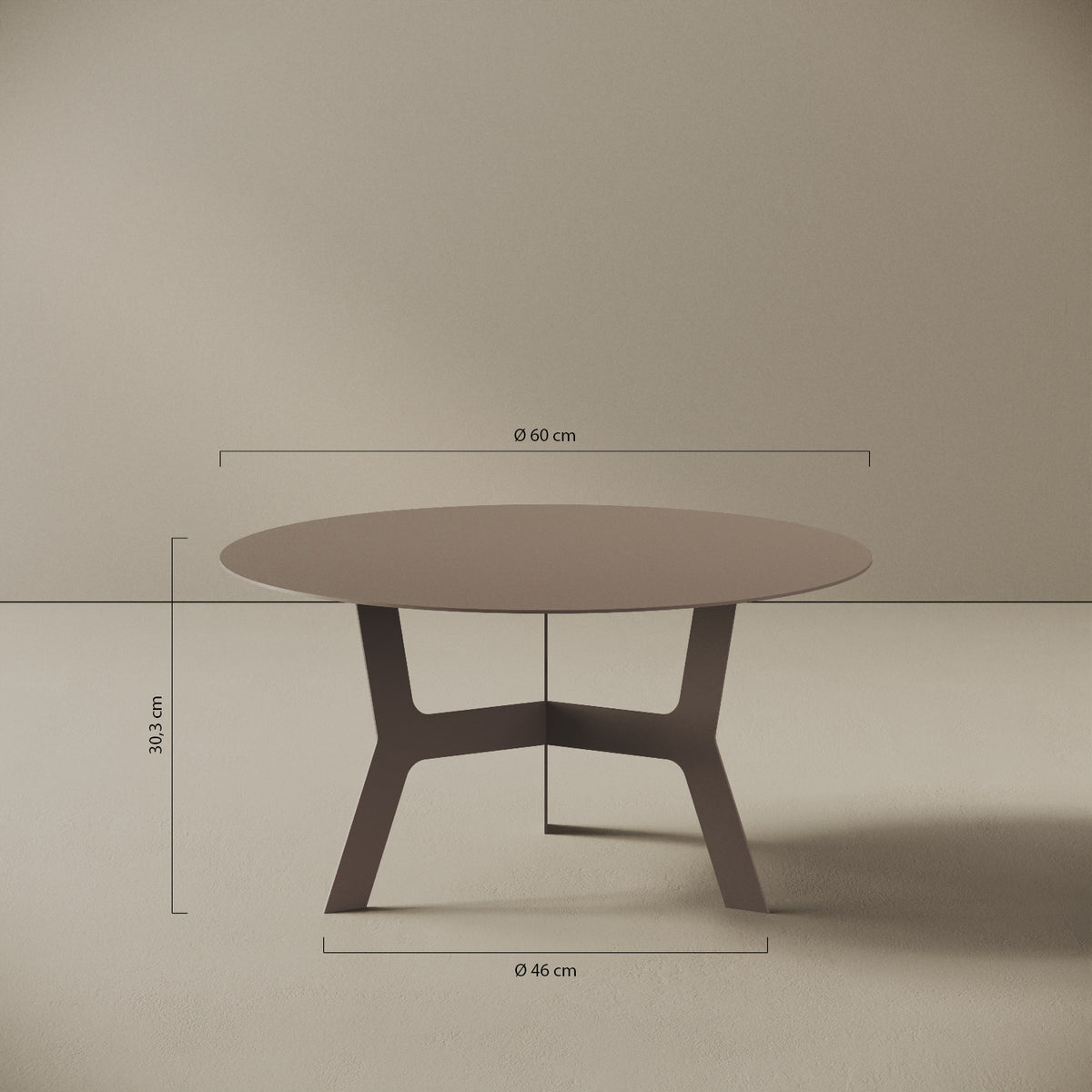 Tavolino da caffè Barcellona basso – misure Ø60 cm H30,3 cm, ferro verniciato