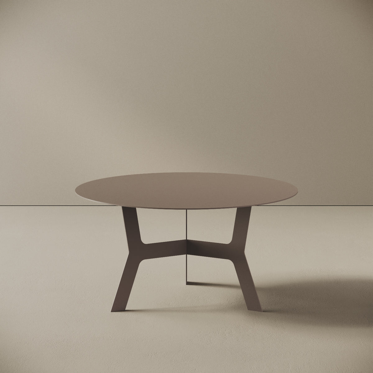 Tavolino da caffè Barcellona grigio basso, vista frontale – ferro verniciato Ø60 cm H30,3 cm