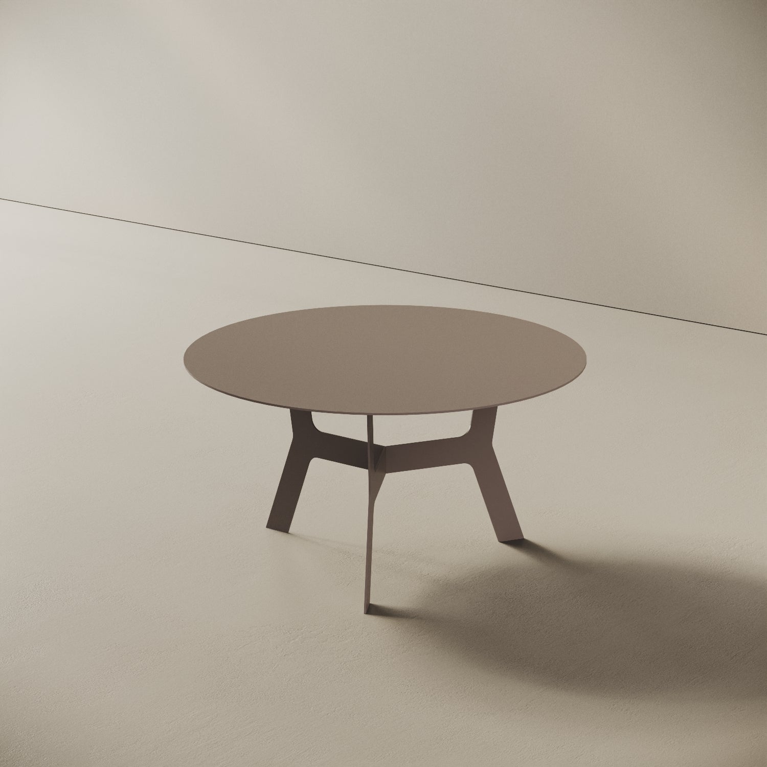 Tavolino da caffè Barcellona grigio basso, vista laterale – ferro verniciato Ø60 cm H30,3 cm
