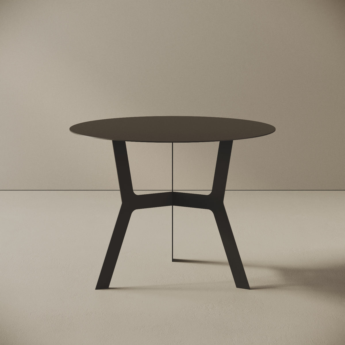 Tavolino da caffè Barcellona nero alto, vista frontale – ferro verniciato Ø60 cm H44 cm