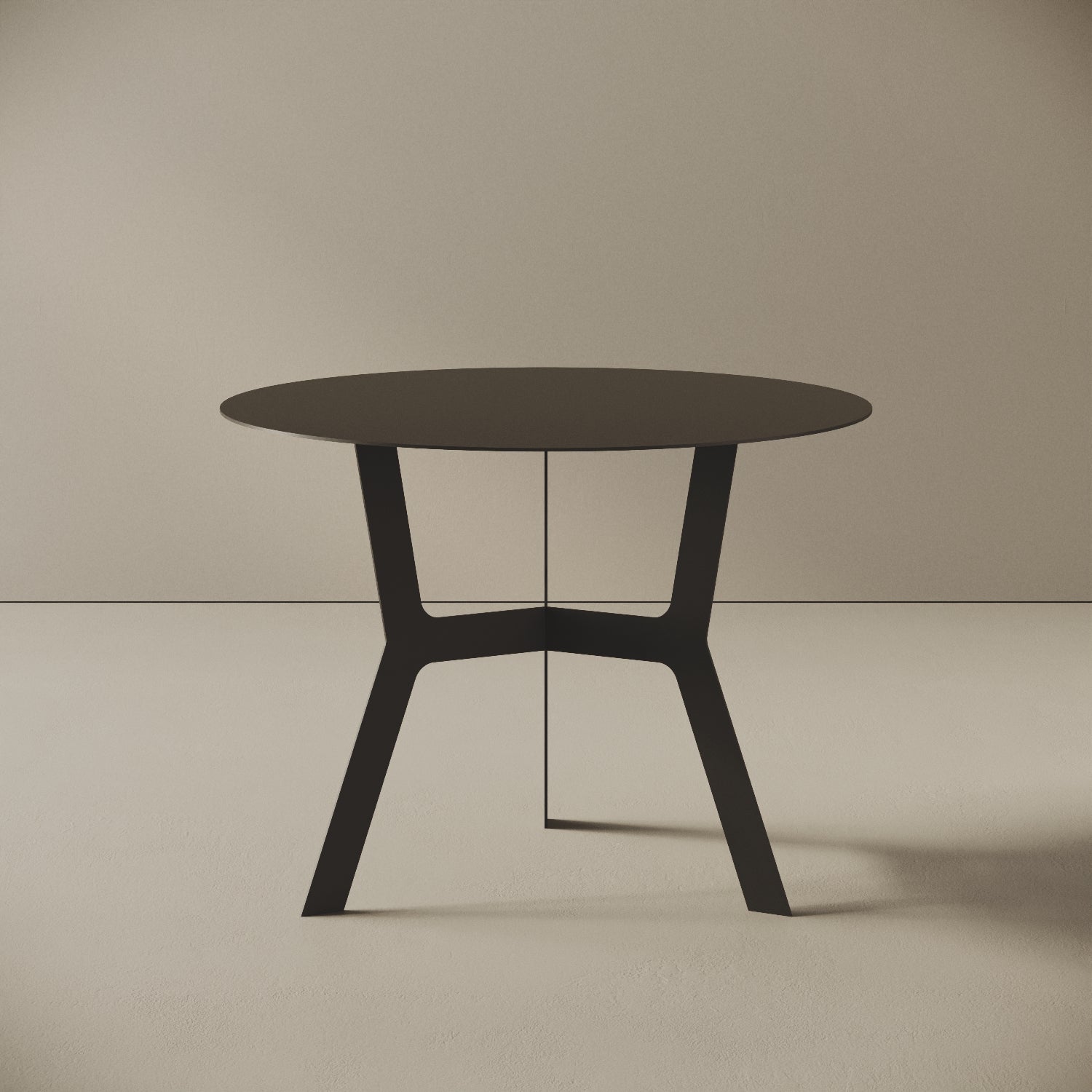 Tavolino da caffè Barcellona nero alto, vista frontale – ferro verniciato Ø60 cm H44 cm
