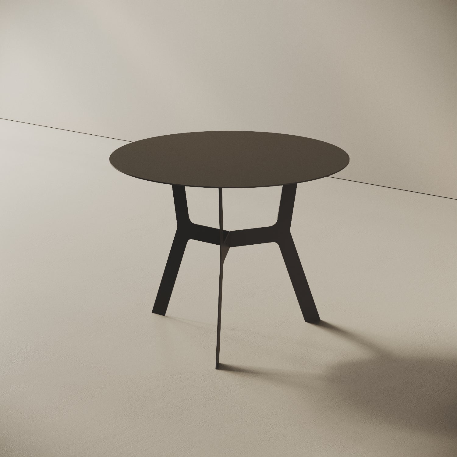 Tavolino da caffè Barcellona nero alto, vista laterale – ferro verniciato Ø60 cm H44 cm