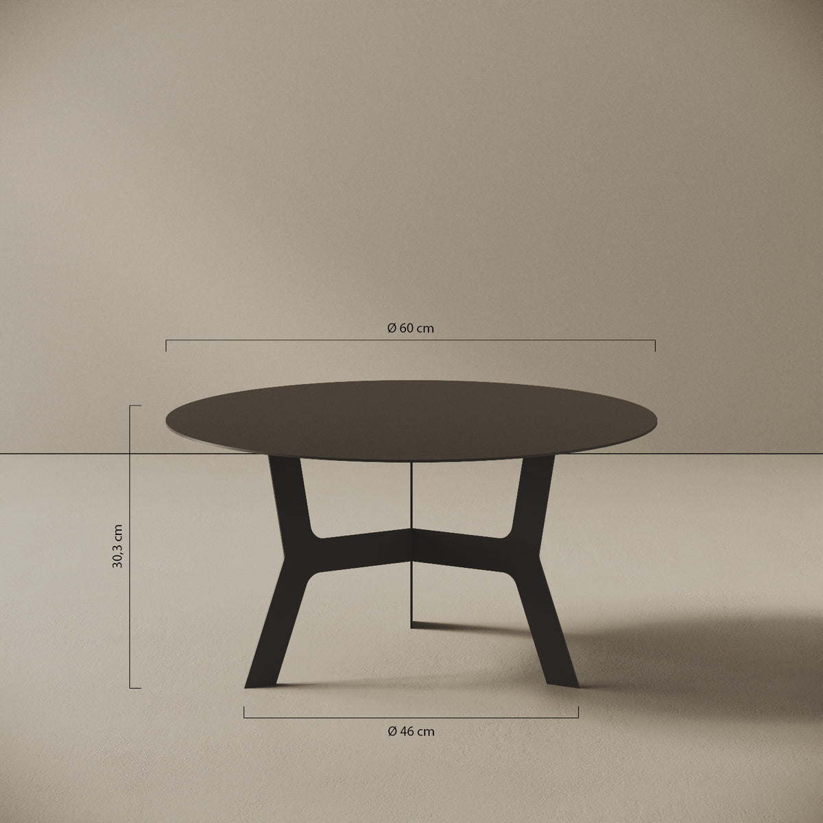 Tavolino da caffè Barcellona basso – misure Ø60 cm H30,3 cm, ferro verniciato