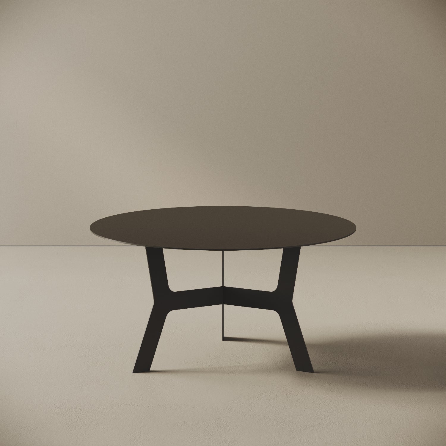 Tavolino da caffè Barcellona nero basso, vista frontale – ferro verniciato Ø60 cm H30,3 cm