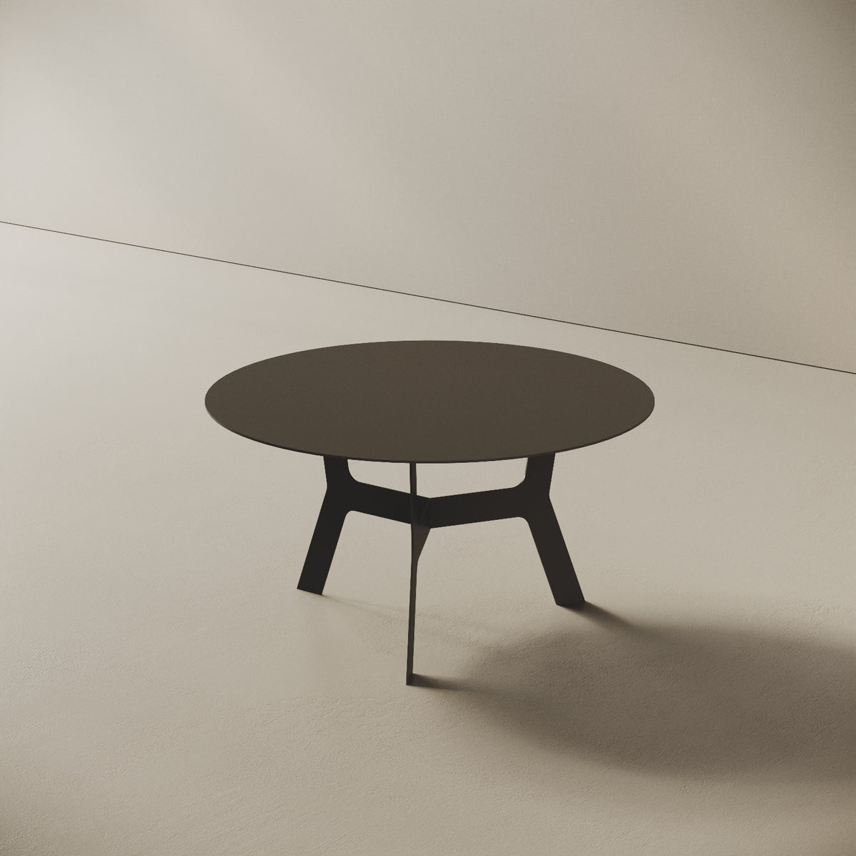 Tavolino da caffè Barcellona nero basso, vista laterale – ferro verniciato Ø60 cm H30,3 cm