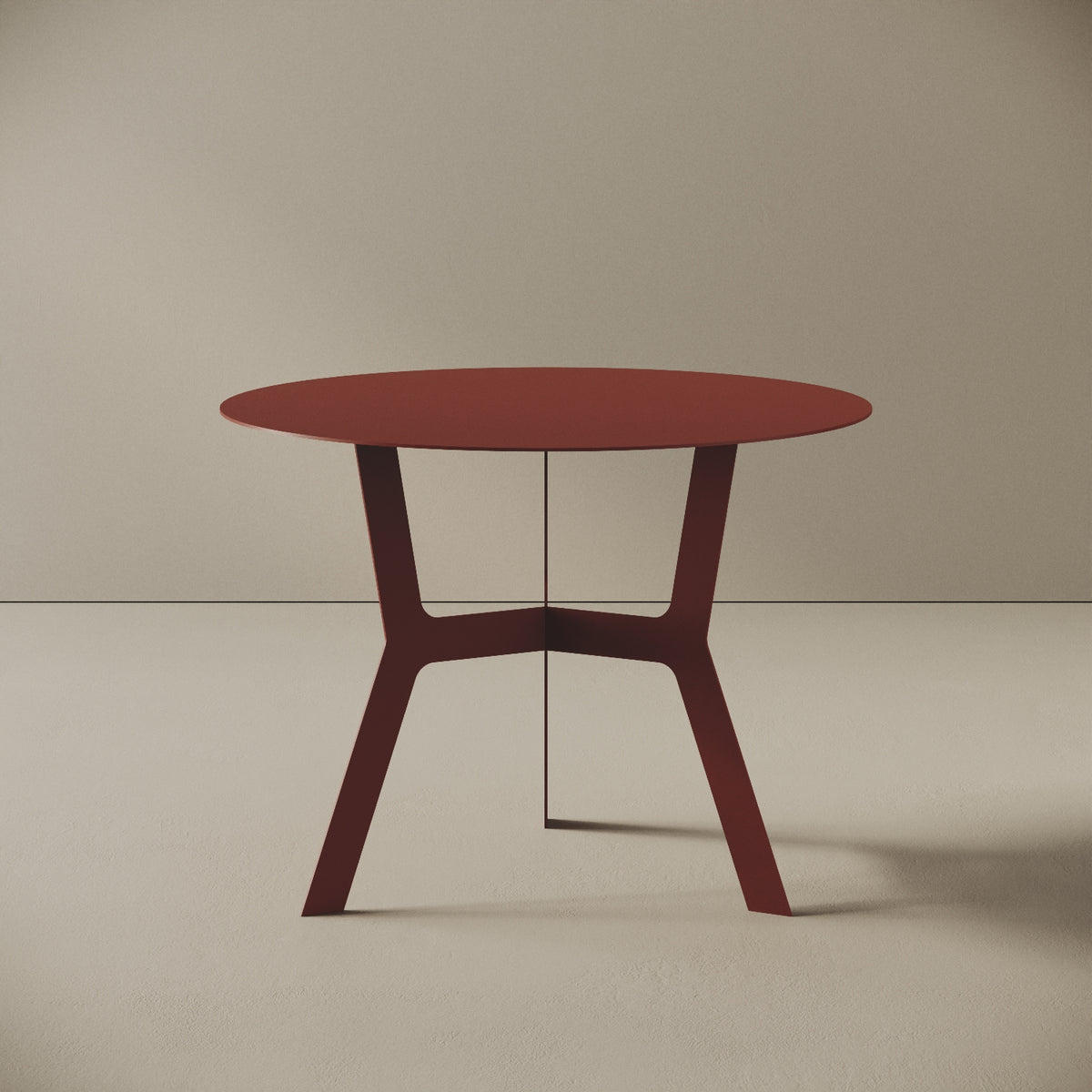Tavolino da caffè Barcellona rosso alto, vista frontale – ferro verniciato Ø60 cm H44 cm