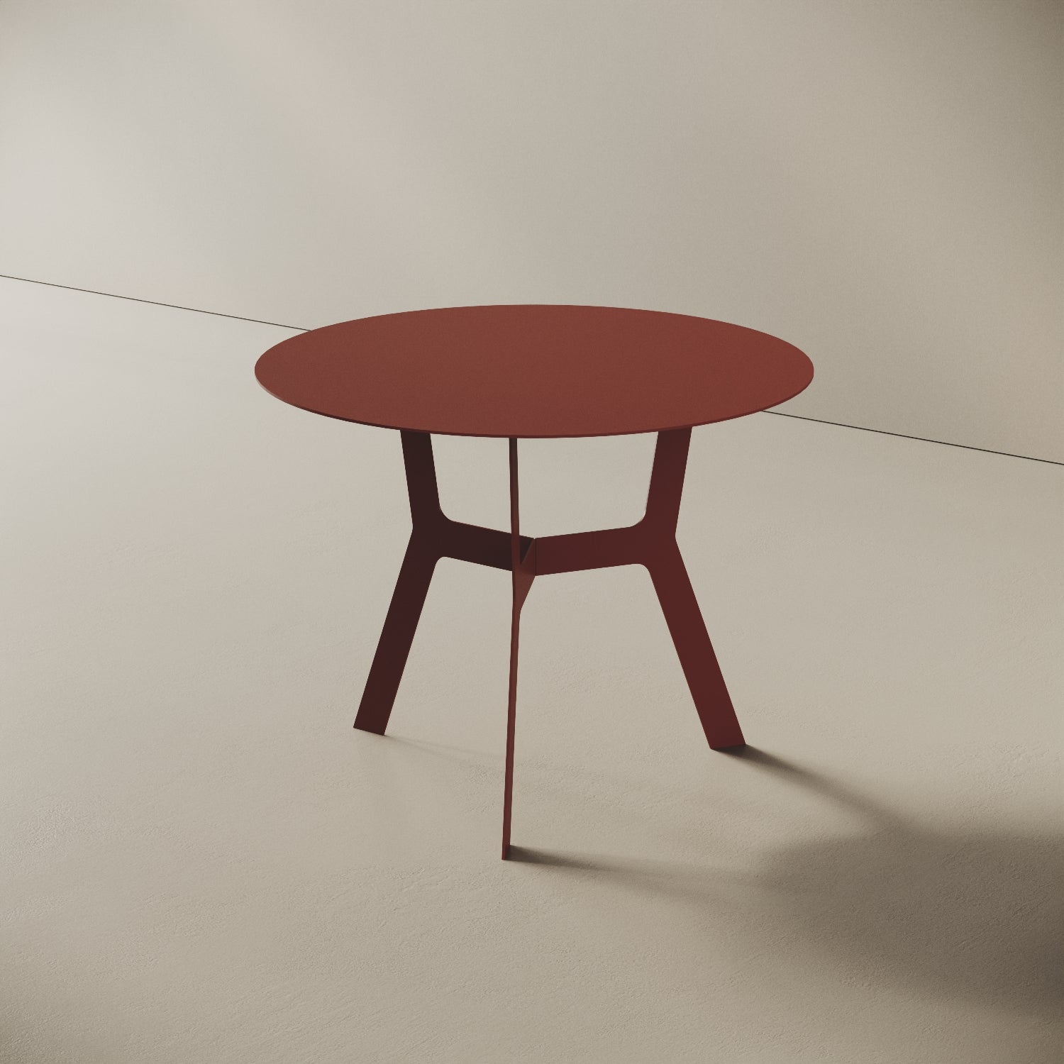 Tavolino da caffè Barcellona rosso alto, vista laterale – ferro verniciato Ø60 cm H44 cm