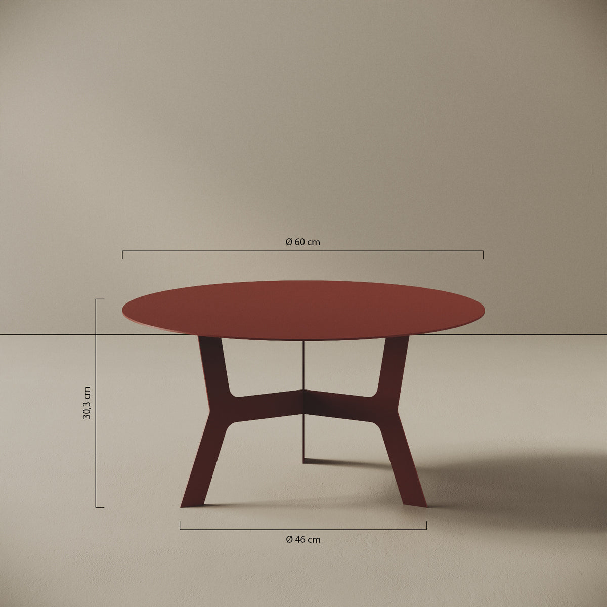 Tavolino da caffè Barcellona basso – misure Ø60 cm H30,3 cm, ferro verniciato
