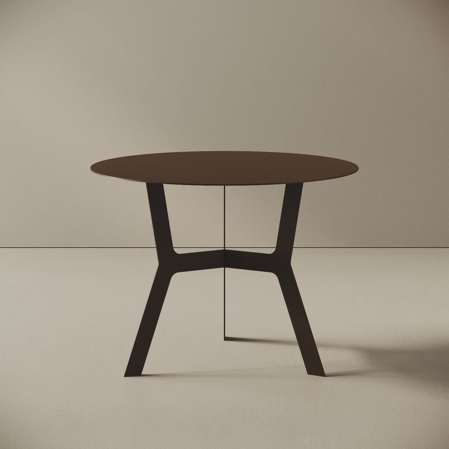 Tavolino da caffè Barcellona tabacco alto, vista frontale – ferro verniciato Ø60 cm H44 cm