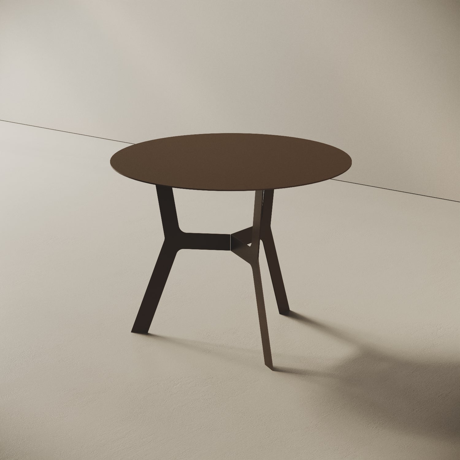 Tavolino da caffè Barcellona tabacco alto, vista laterale – ferro verniciato Ø60 cm H44 cm