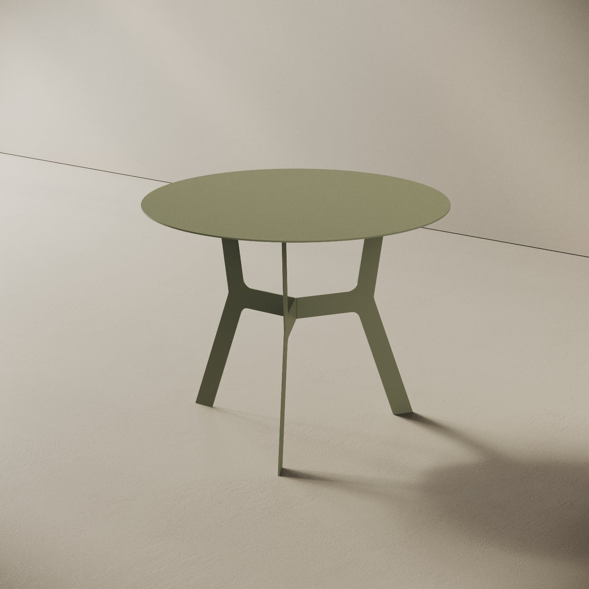 Tavolino da caffè Barcellona verde alto, vista laterale – ferro verniciato Ø60 cm H44 cm