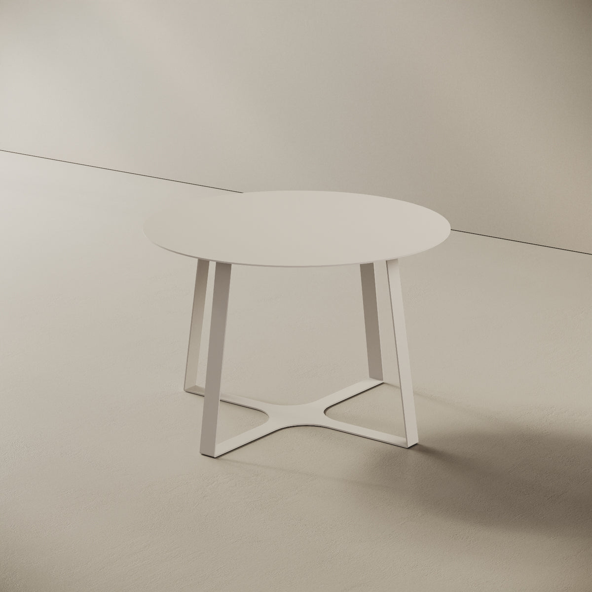 Tavolino da caffè Japan bianco M, vista laterale – struttura geometrica in ferro verniciato bianco