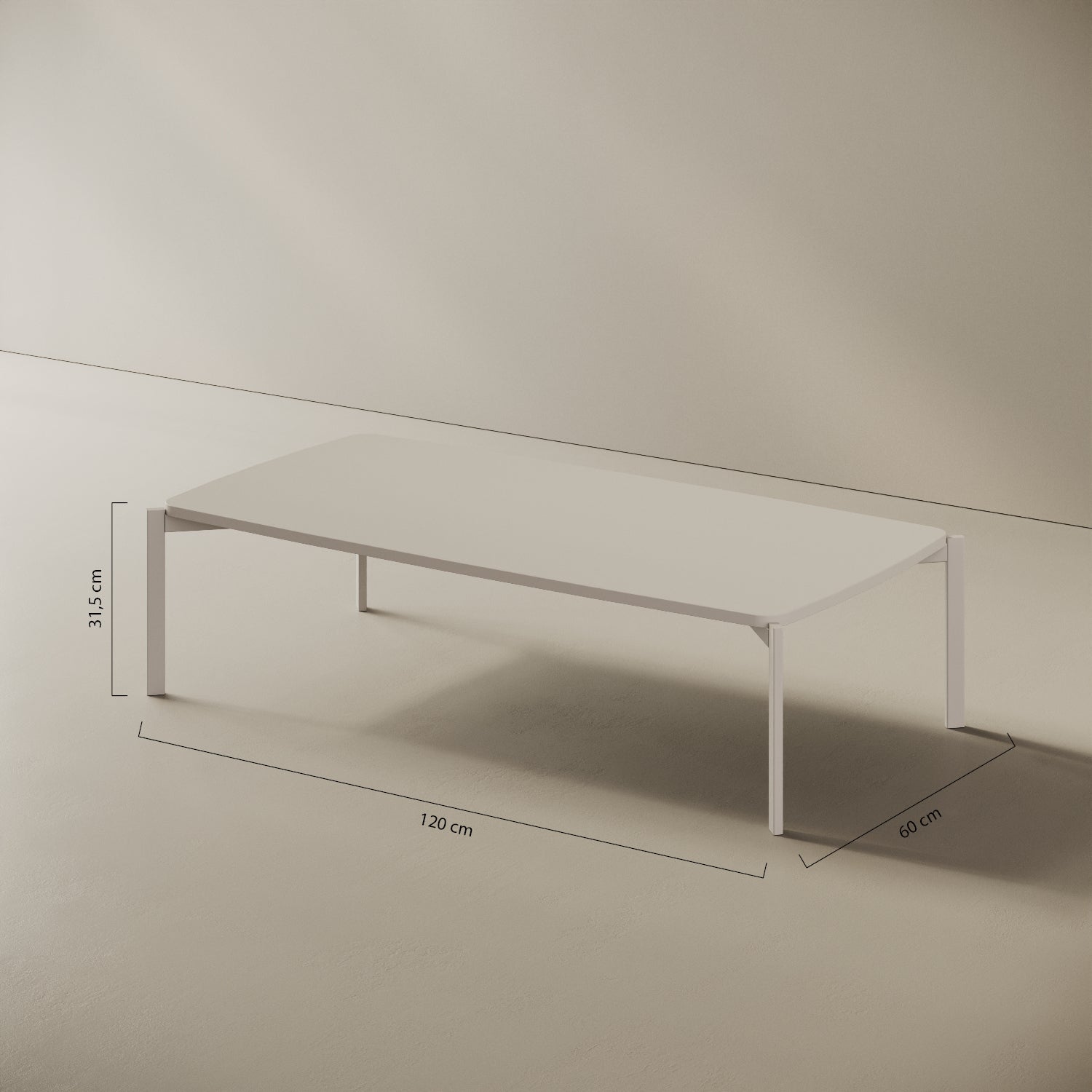 Tavolino Lisbona basso – misure 120x60 cm H31 cm, ferro verniciato e legno nobilitato