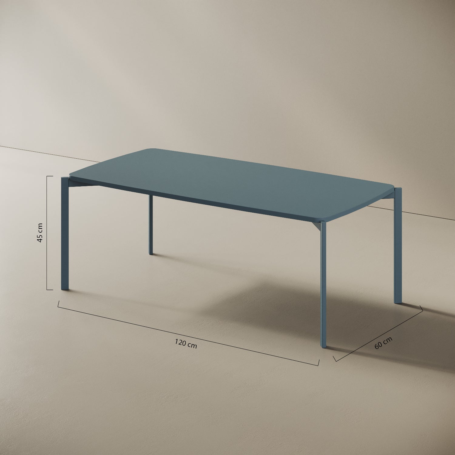 Tavolino Lisbona alto – misure 120x60 cm H44 cm, ferro verniciato e legno nobilitato