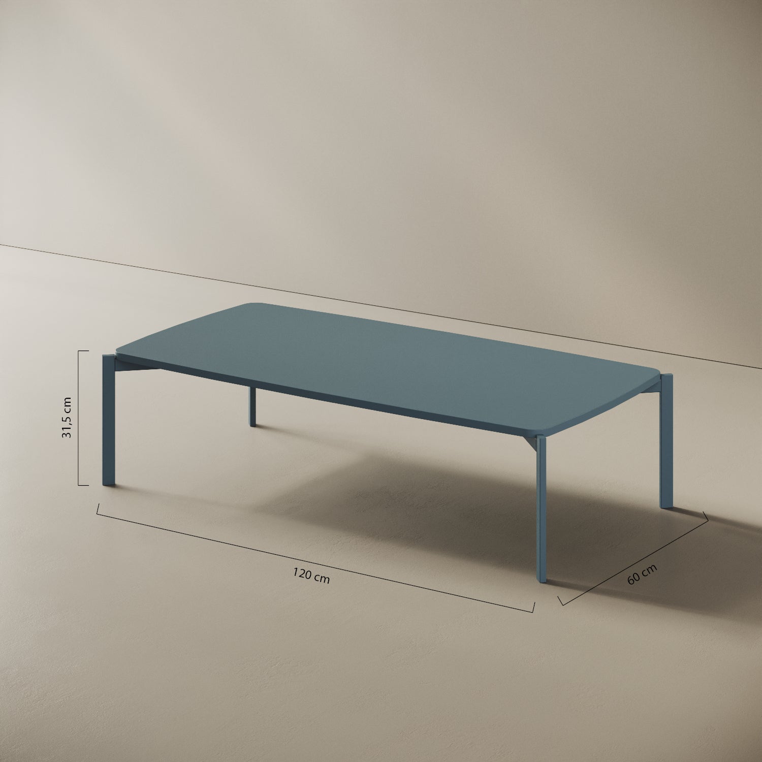 Tavolino Lisbona basso – misure 120x60 cm H31 cm, ferro verniciato e legno nobilitato