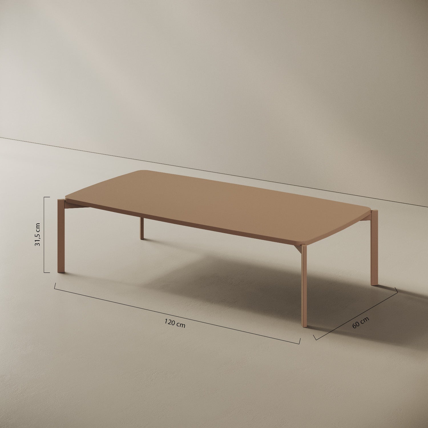 Tavolino Lisbona basso – misure 120x60 cm H31 cm, ferro verniciato e legno nobilitato