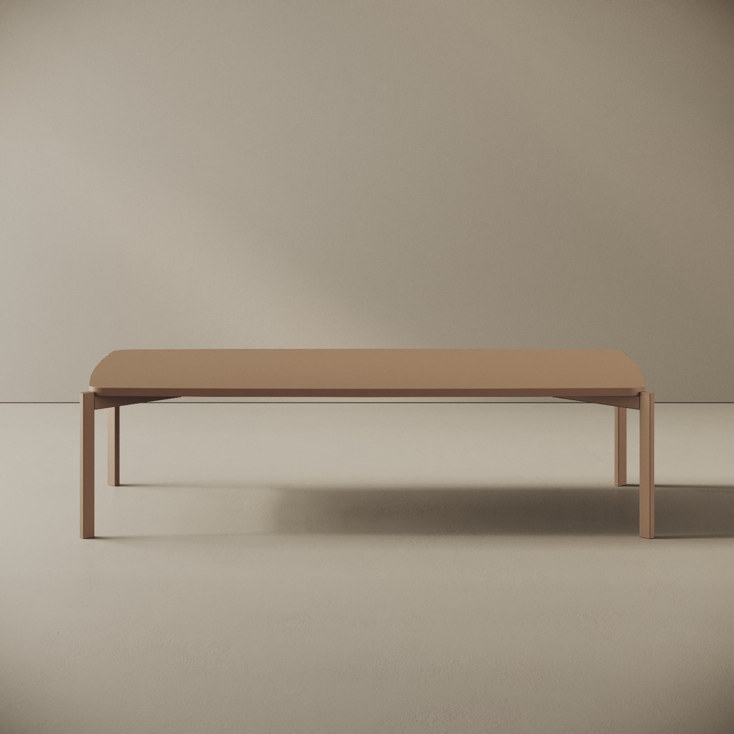 Tavolino da caffè Lisbona cappuccino basso, vista frontale – ferro verniciato 120x60 cm H31 cm