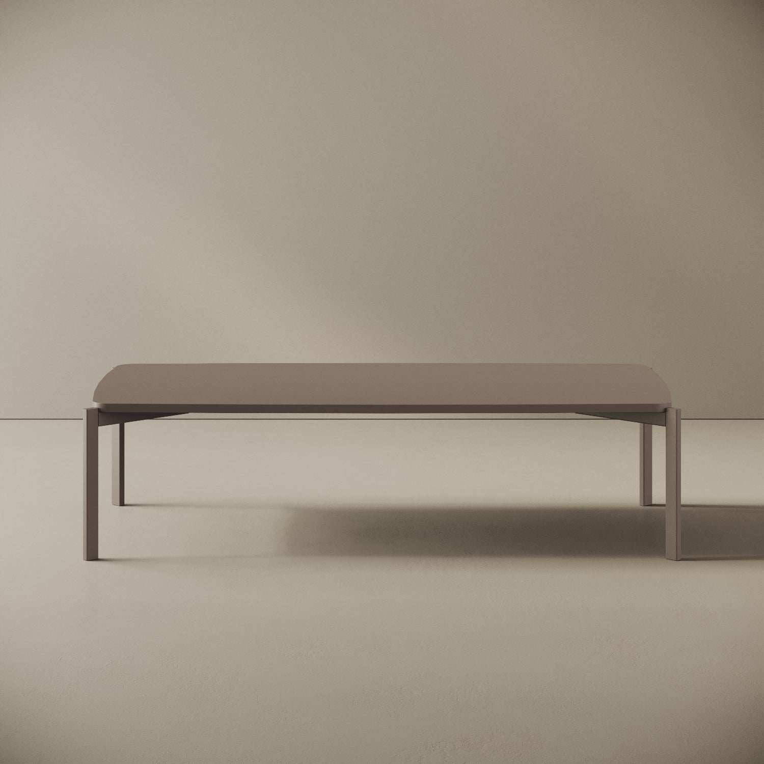 Tavolino da caffè Lisbona grigio basso, vista frontale – ferro verniciato 120x60 cm H31 cm