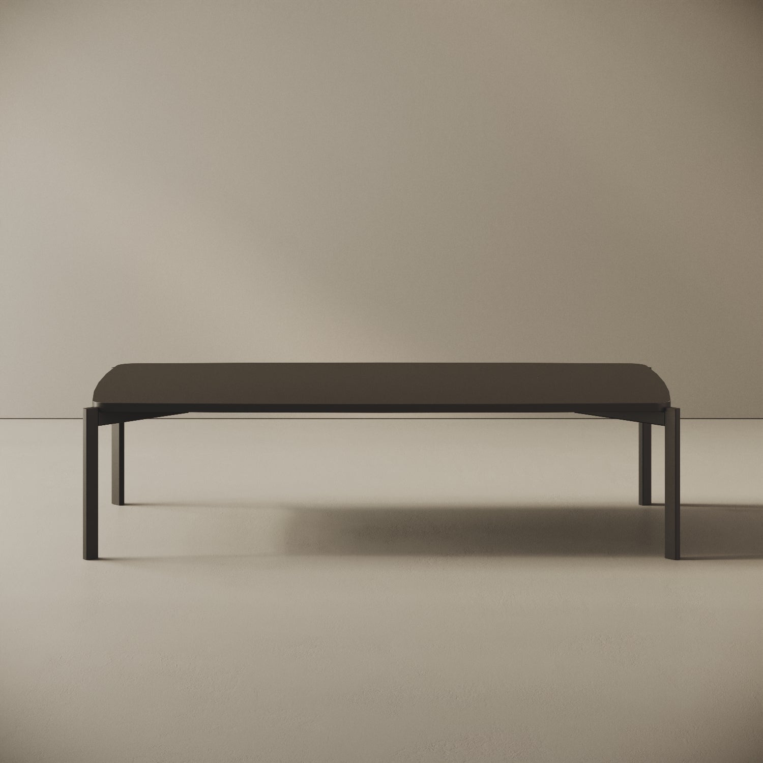 Tavolino da caffè Lisbona nero basso, vista frontale – ferro verniciato 120x60 cm H31 cm