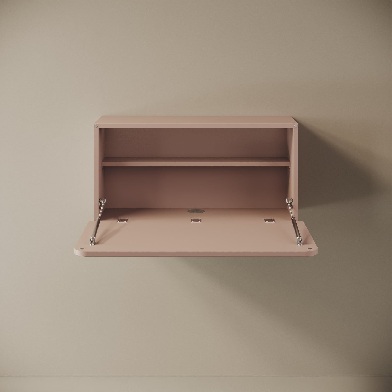 Scrittoio Segno cipria aperto, vista frontale – scrivania 84x42 cm, melaminico